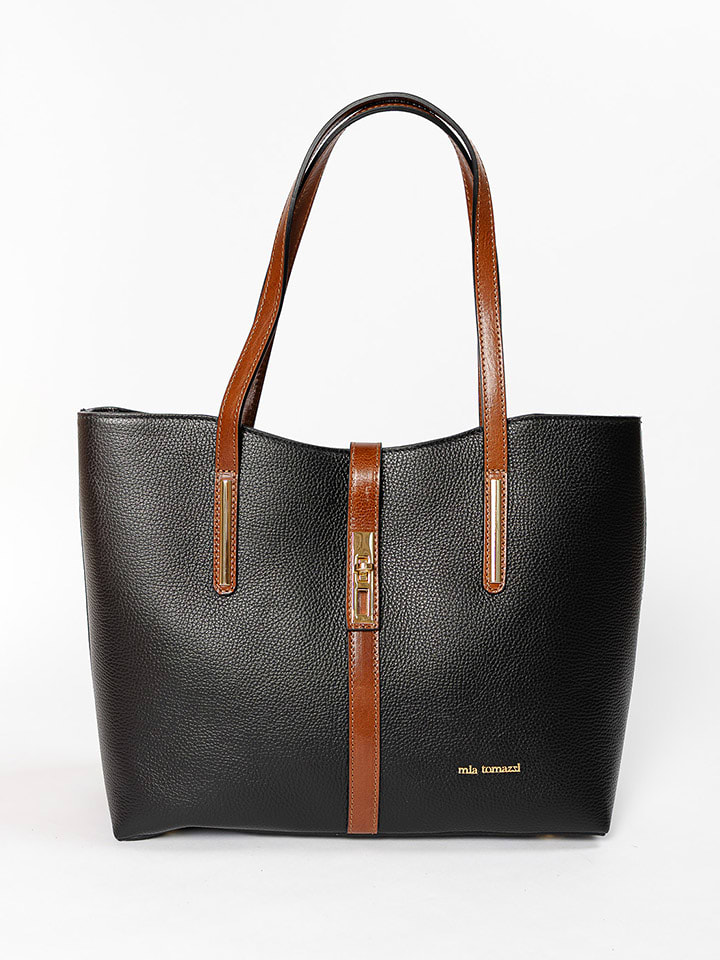 Mia Tomazzi Skórzana torebka "Gaffurio" w kolorze czarnym - 35 x 28 x 14 cm rozmiar: onesize