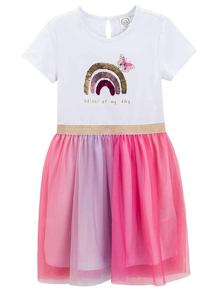 COOL CLUB Sukienka w kolorze biało-różowo-fioletowym rozmiar: 98