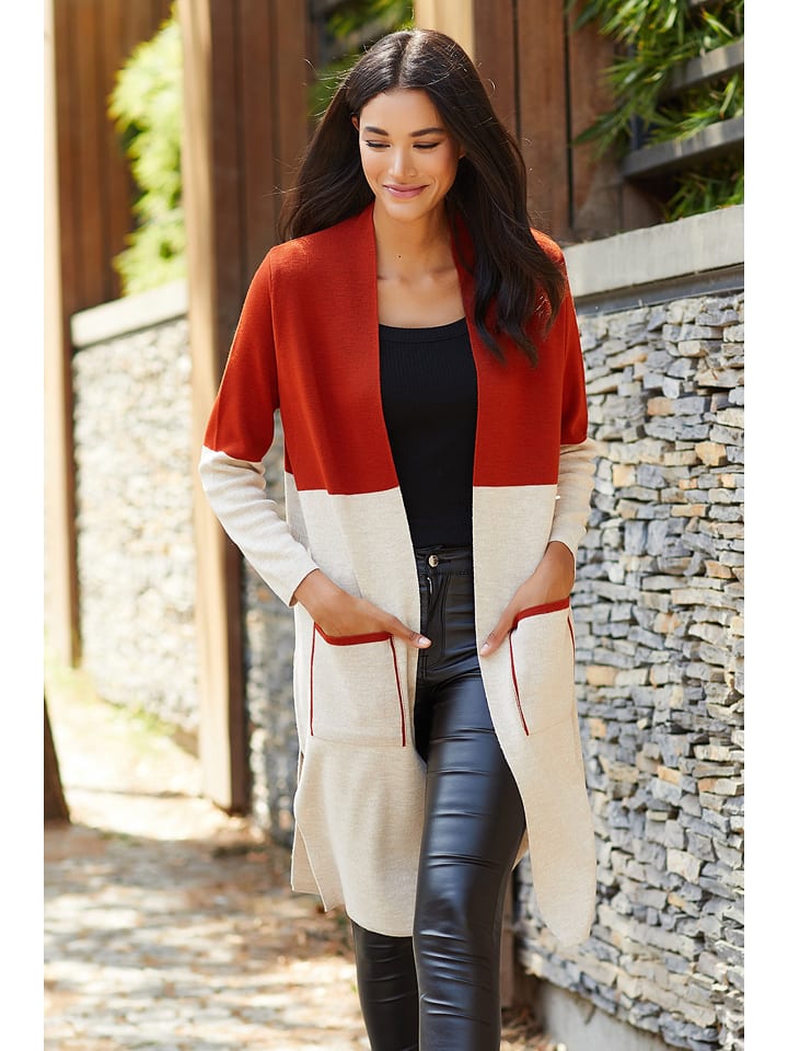 Milan Kiss Kardigan w kolorze czerwono-kremowym rozmiar: S