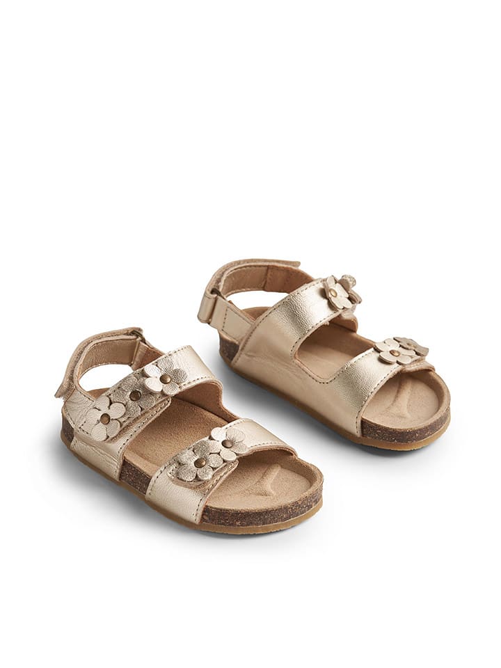 Wheat Skórzane sandały "Clare Flowers" w kolorze złotym rozmiar: 26