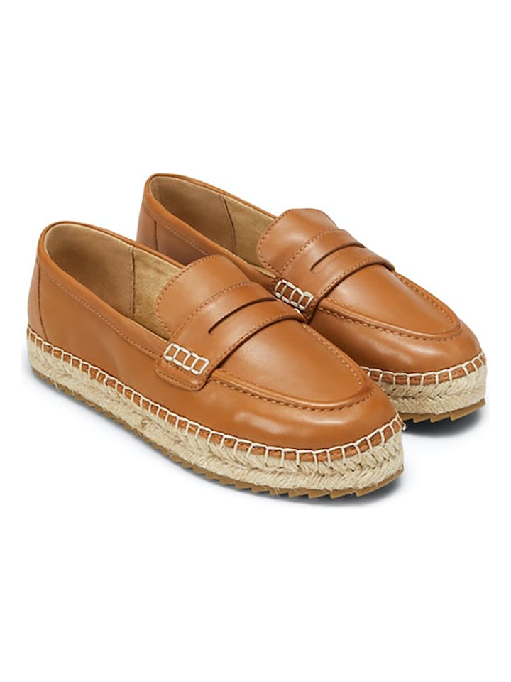 Marc O'Polo Shoes Skórzane espadryle w kolorze jasnobrązowym rozmiar: 37