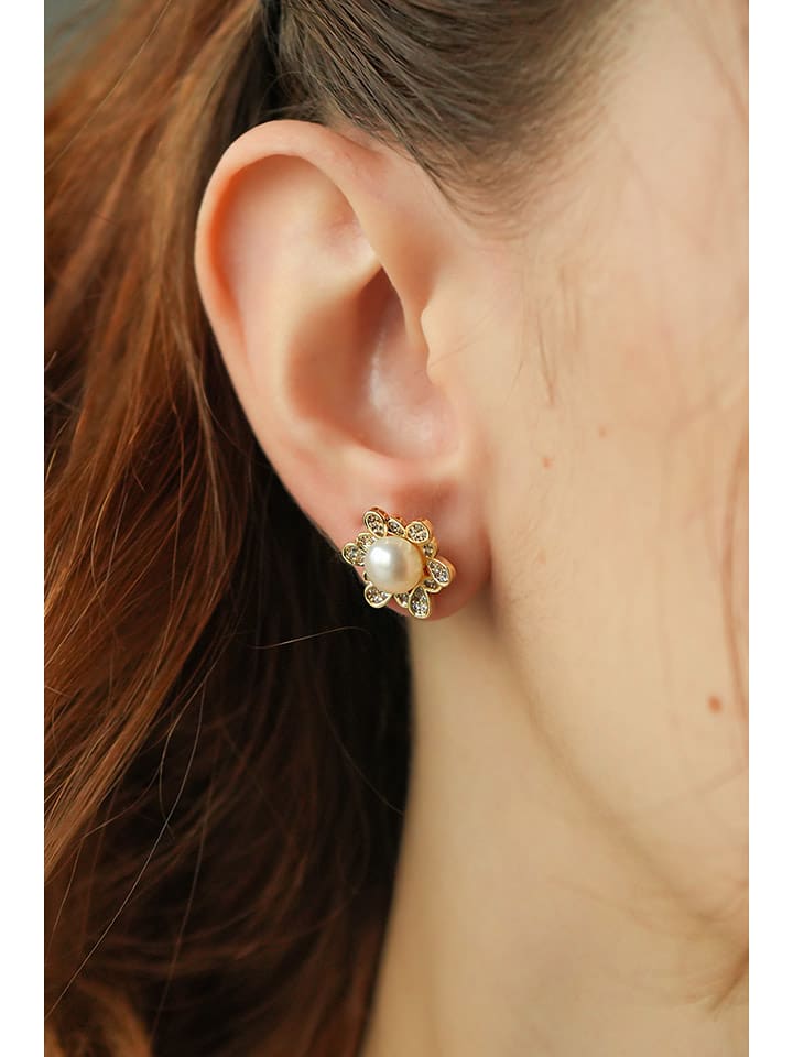 Pierres delicates Kolczyki-wkrętki w kolorze białym z perłami rozmiar: onesize