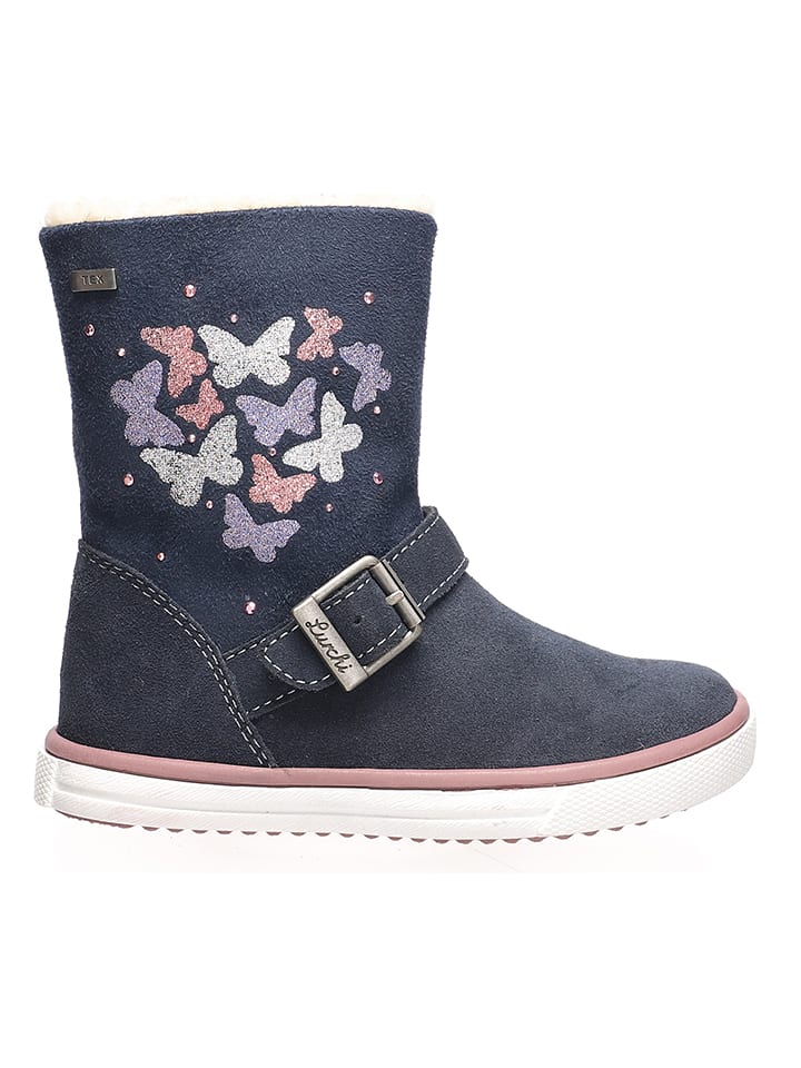 Lurchi Skórzane botki zimowe "Savi" w kolorze granatowym rozmiar: 25