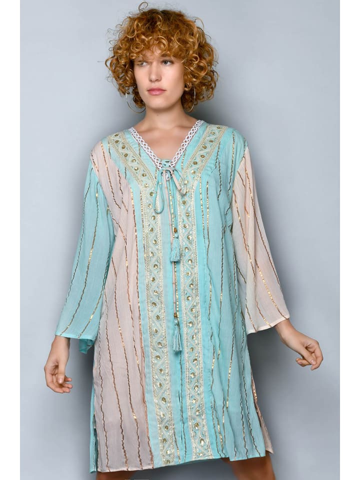 H.H.G. Sukienka w kolorze miętowo-beżowym rozmiar: L