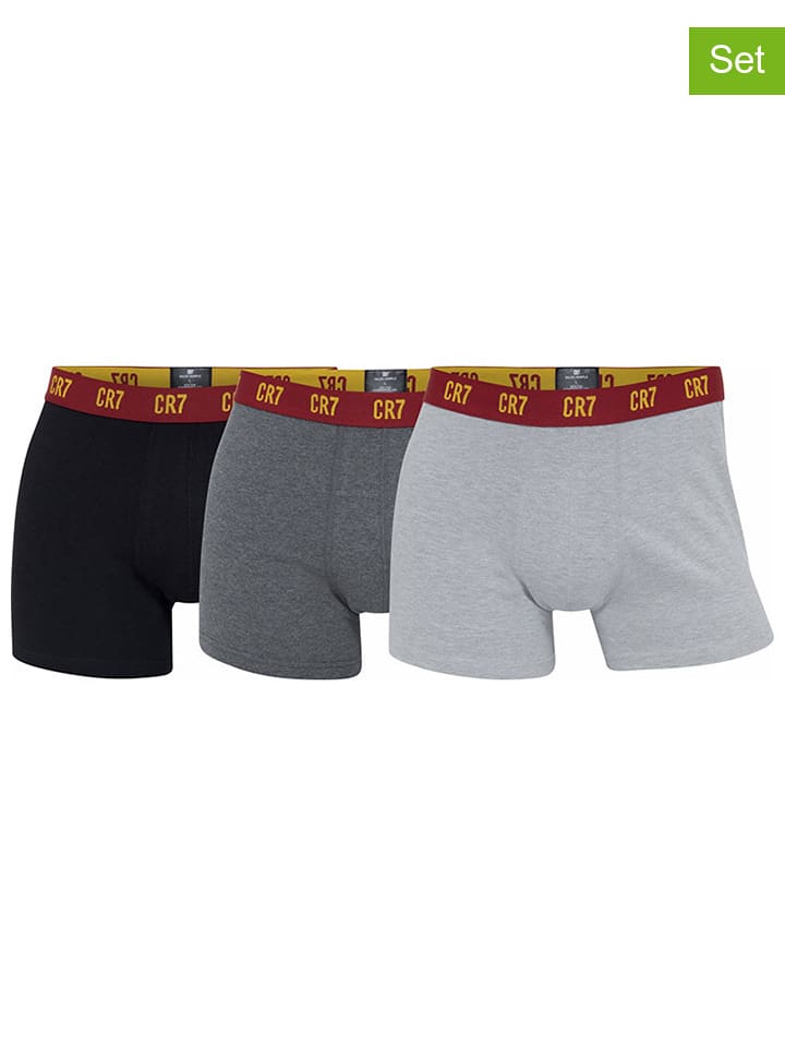 CR7 Bokserki (3 pary) w kolorze czarno-szarym rozmiar: M