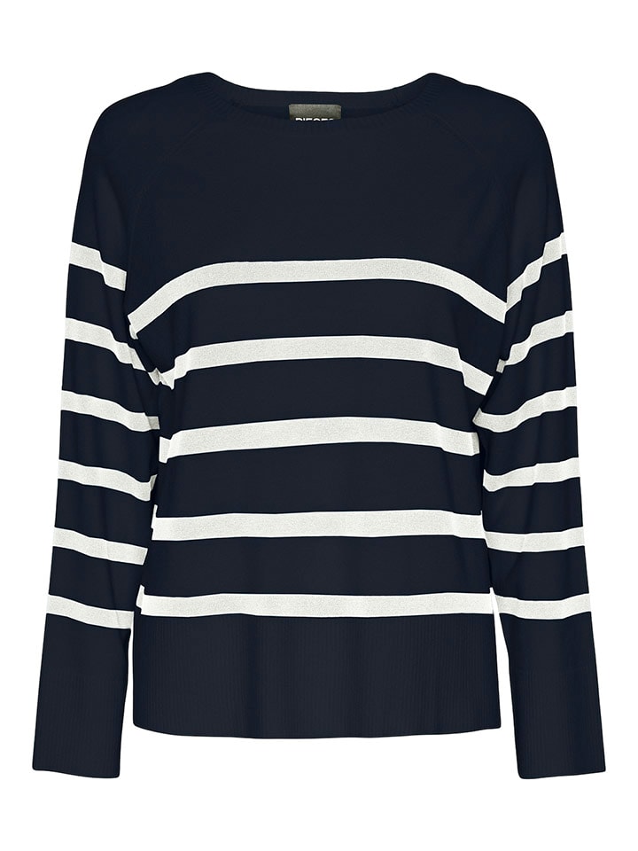 Pieces Sweter "Sia" w kolorze granatowo-białym rozmiar: S