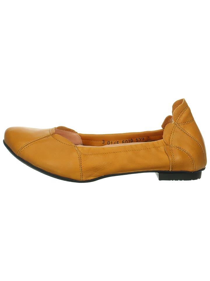 Think! Skórzane baleriny "Balla" w kolorze musztardowym rozmiar: 39,5