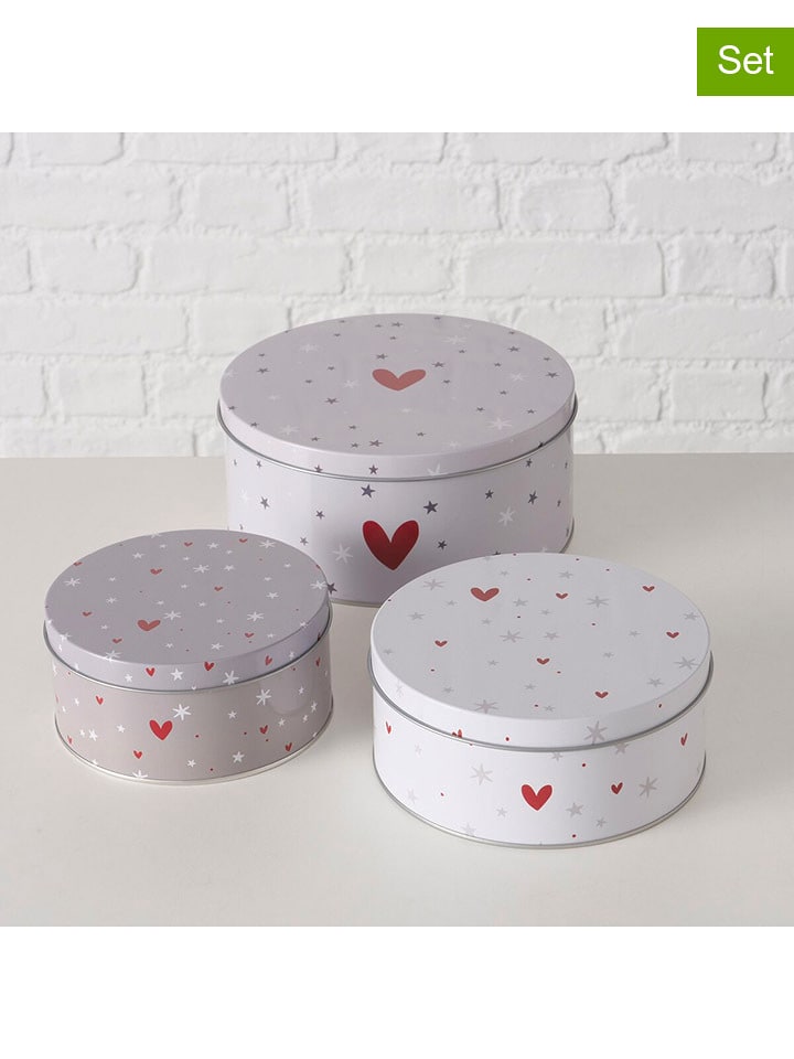 Boltze Pojemniki (3 szt.) "Anella" w kolorze czerwono-białym rozmiar: onesize