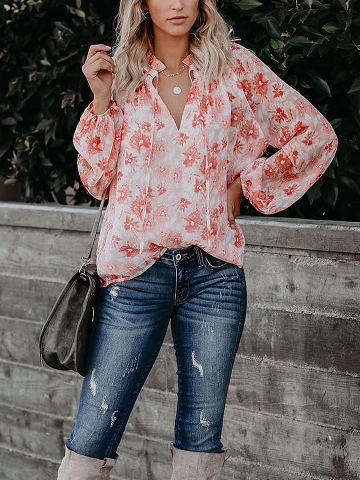 Milan Kiss Bluzka w kolorze brzoskwiniowo-białym rozmiar: M