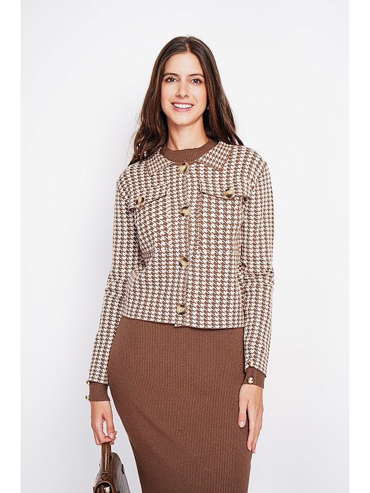 ASSUILI Blezer w kolorze jasnobrązowo-białym rozmiar: 38