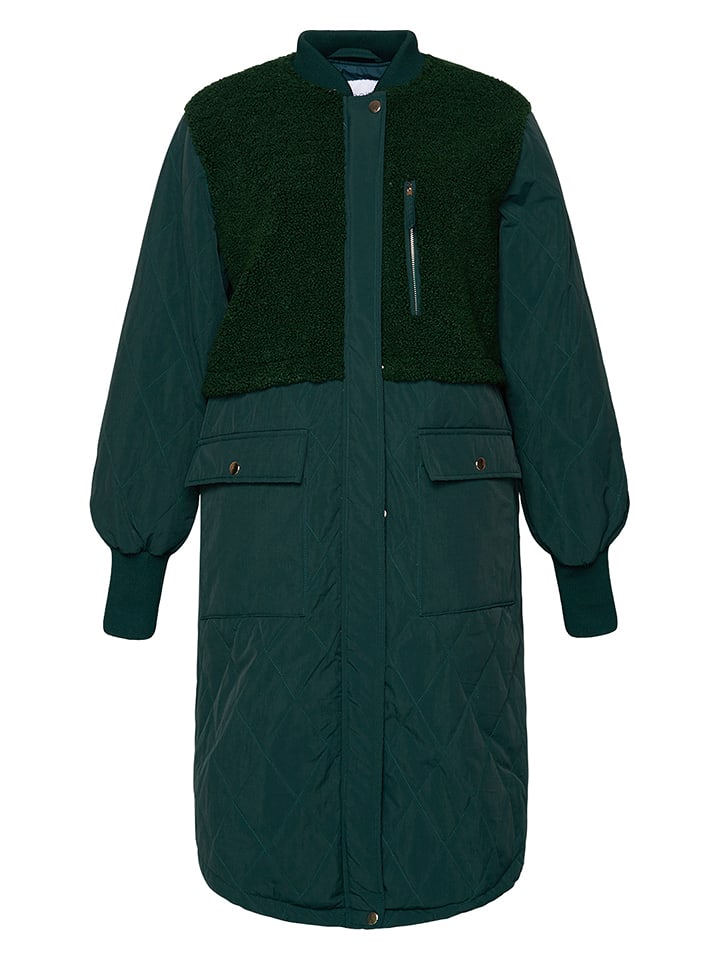 Płaszcz przejściowy "Etta Pile" w kolorze ciemnozielonym