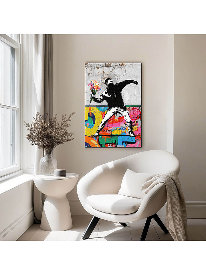 Orangewallz Druk artystyczny "Graffiti FlowerThrower" w ramce rozmiar: 60x90 cm