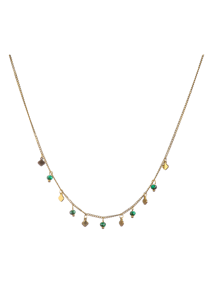 Naszyjnik "Flora" z malachitami - dł. 41 cm