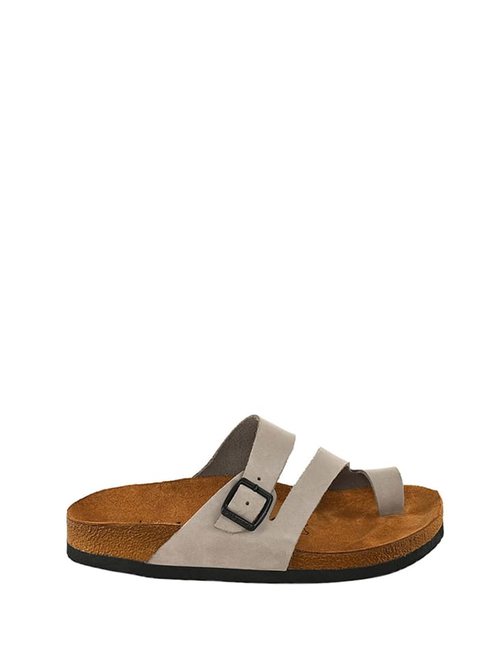 Skórzane japonki w kolorze szarym