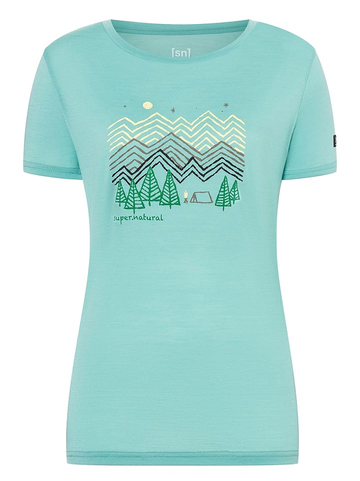 Koszulka "Camping Nights" w kolorze turkusowym
