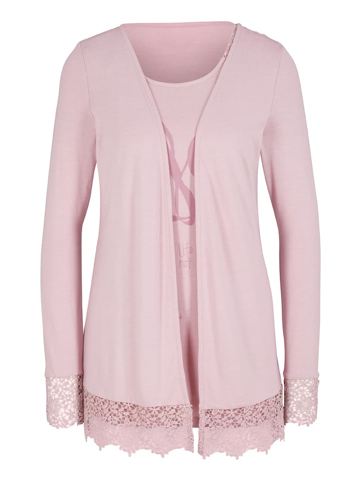 2-częściowy zestaw w kolorze jasnoróżowym- koszulka, kardigan