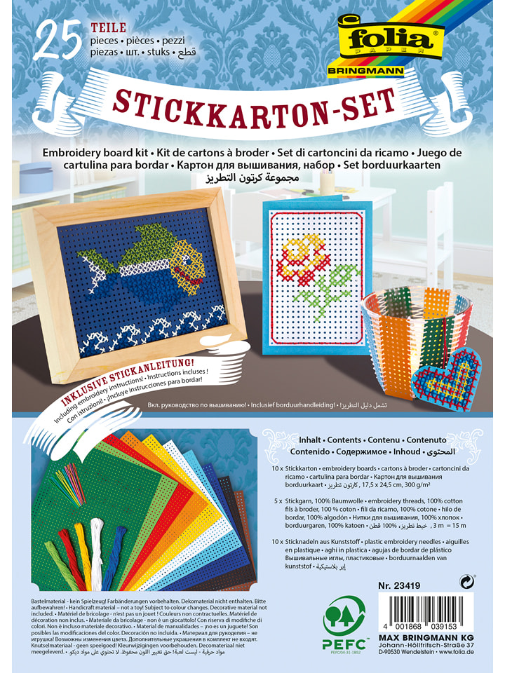 folia PAPER Kolorowy zestaw do wyszywania - 3+ rozmiar: onesize