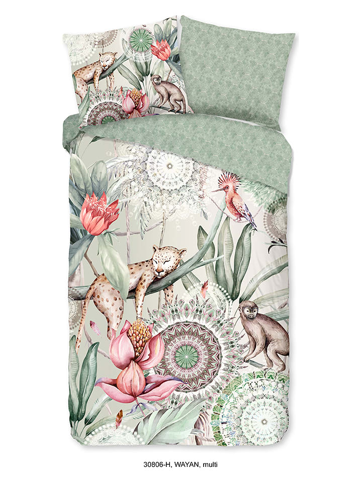 Hip Komplet pościeli satynowej "Wayan" w kolorze zielonym rozmiar: 200x200 cm