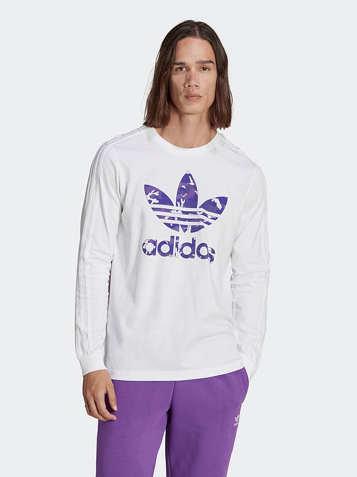 adidas Koszulka w kolorze biało-fioletowym rozmiar: L