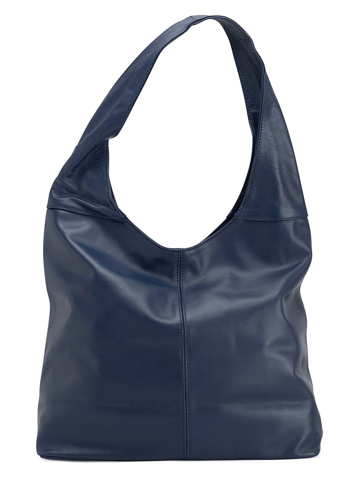 Skórzana torebka w kolorze granatowym - 32 x 33 x 16 cm