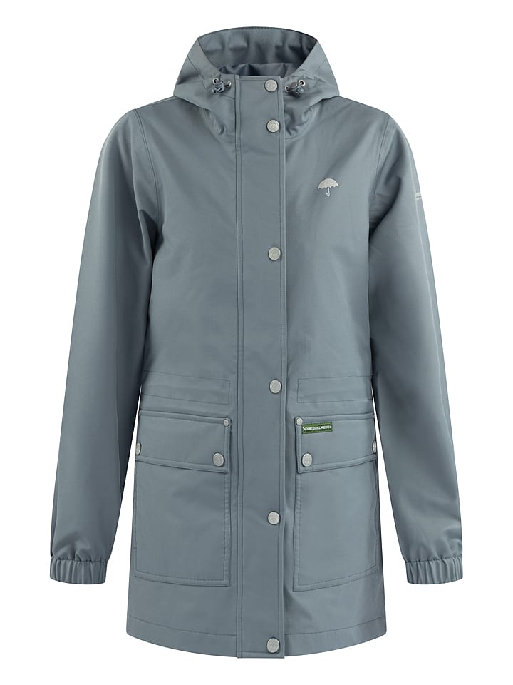 Kurtka przeciwdeszczowa w kolorze niebieskoszarym