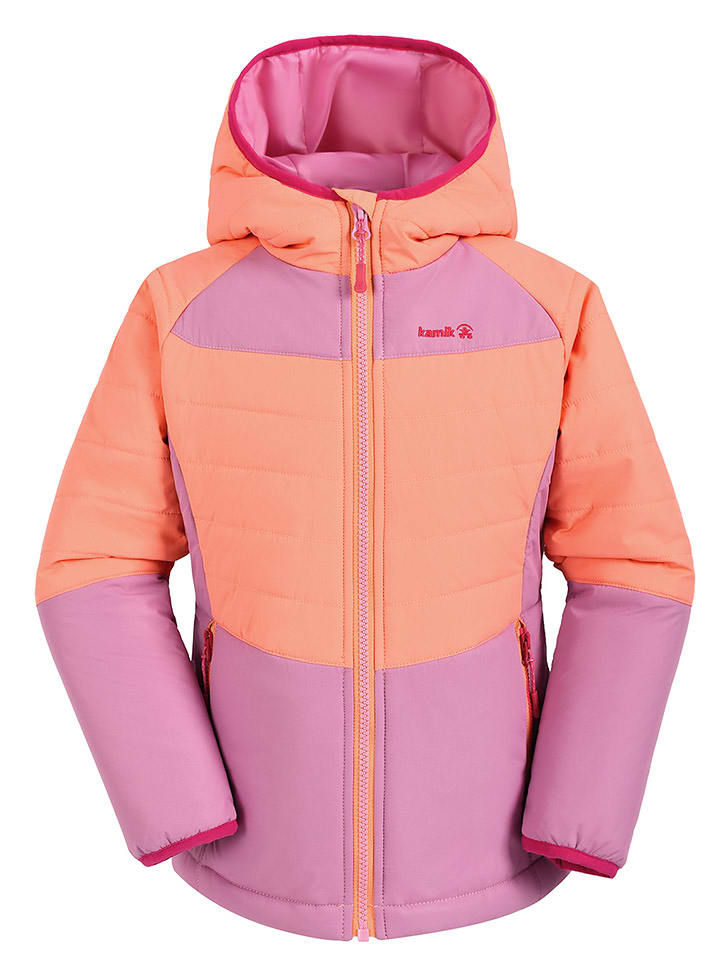 Kamik Całoroczna kurtka pikowana "Celeste" w kolorze pomarańczowo-jasnoróżowym rozmiar: 128