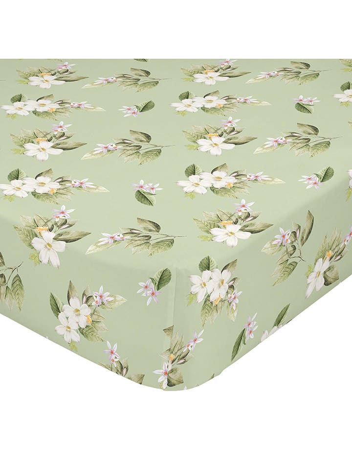 Happy Friday Prześcieradło "Azahara" w kolorze zielonym na gumce rozmiar: 90x200 cm