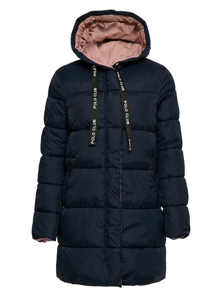 Płaszcz pikowany w kolorze granatowo-różowym