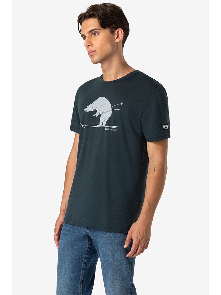 super.natural Koszulka "Skiing Bear" w kolorze granatowym rozmiar: XL