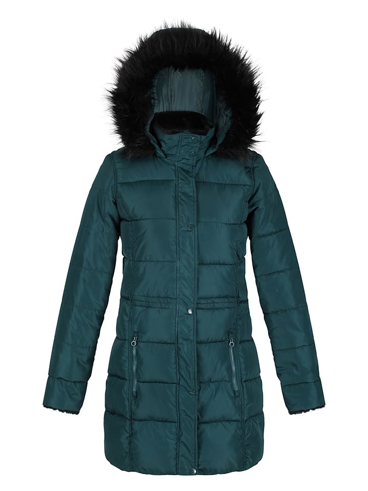 Płaszcz zimowy "Della" w kolorze zielonym