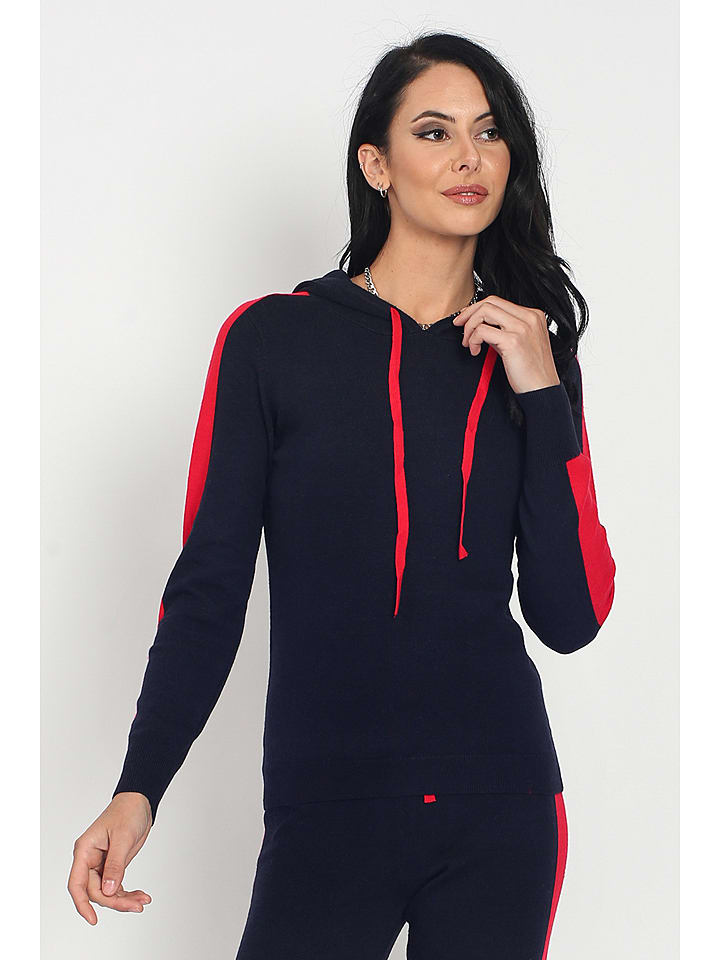 ASSUILI Sweter w kolorze granatowo-czerwonym rozmiar: 40