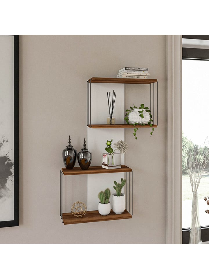 Scandinavia Concept Regał ścienny w kolorze ciemnobrązowo-białym - 65 x 96 x 19 cm rozmiar: onesize
