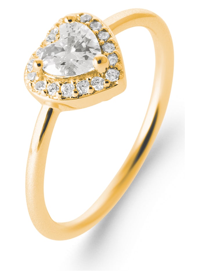 L'Atélier Précieux Pozłacany pierścionek z cyrkoniami rozmiar: 56