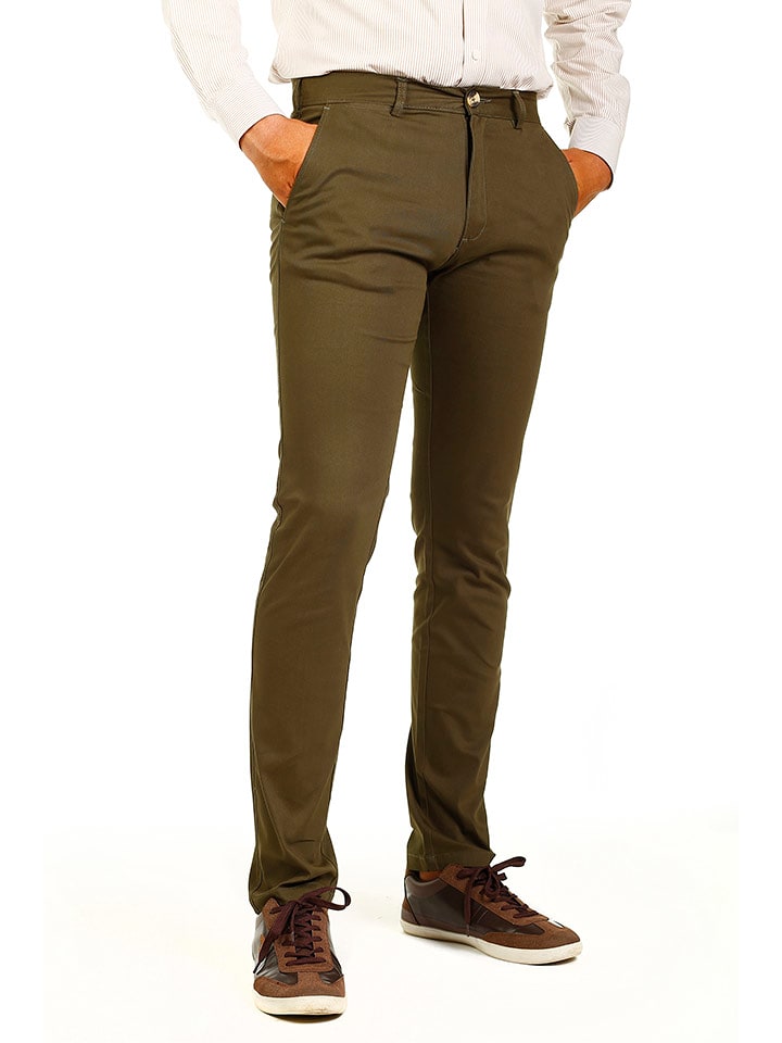 The Time of Bocha Spodnie chino w kolorze oliwkowym rozmiar: 48