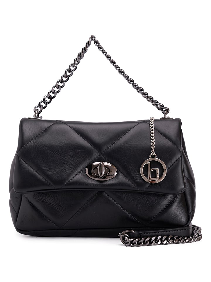 Skórzana torebka w kolorze czarnym - 30 x 17 x 8 cm