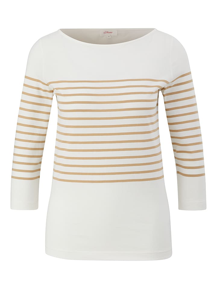 Koszulka w kolorze biało-jasnobrązowym