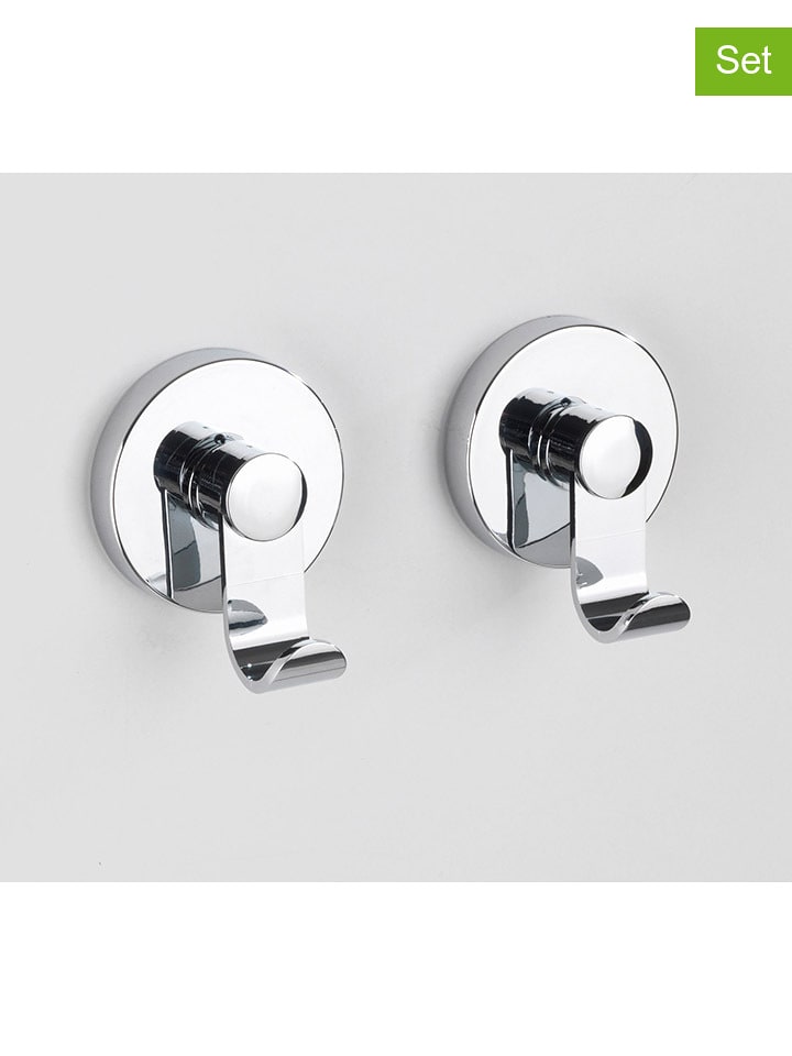 Wenko Haczyki ścienne (2 szt.) w kolorze srebrnym - Ø 7 cm rozmiar: onesize