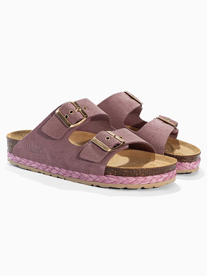 Sunbay Skórzane klapki "Trefle" w kolorze jasnoróżowym rozmiar: 42