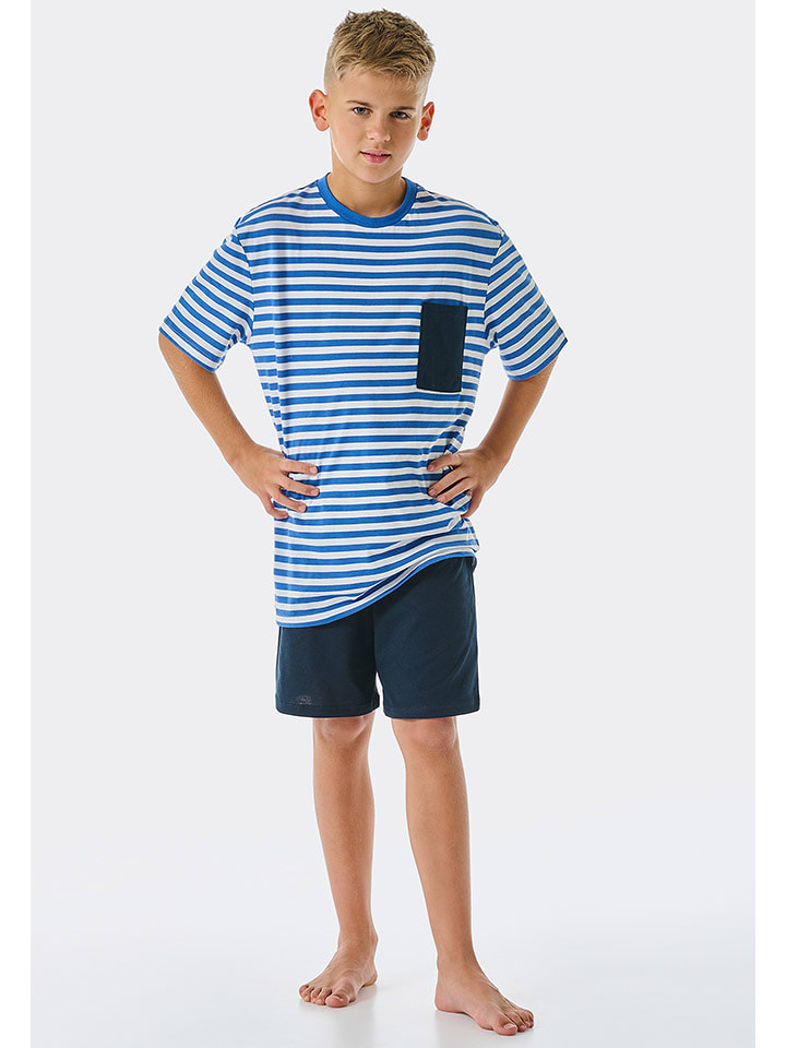 Schiesser Piżama w kolorze niebiesko-granatowym rozmiar: 176