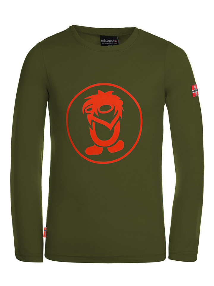 Trollkids Koszulka funkcyjna "Troll" w kolorze khaki rozmiar: 128