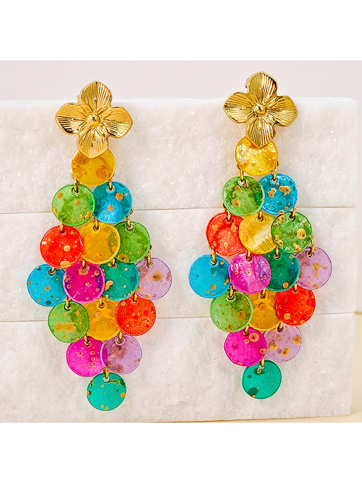 LA CHIQUITA Pozłacane kolczyki-wkrętki "Shell Curtain" z masą perłową rozmiar: onesize