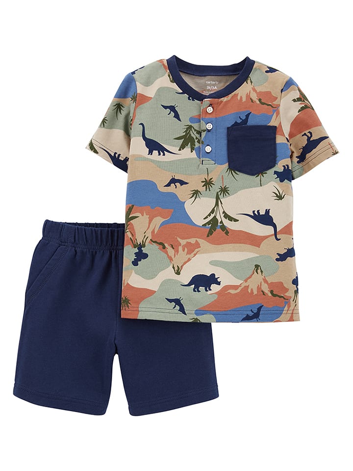 2-częściowy komplet w kolorze granatowym ze wzorem