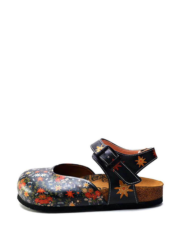 Calceo Półsandały w kolorze czarnym ze wzorem rozmiar: 39