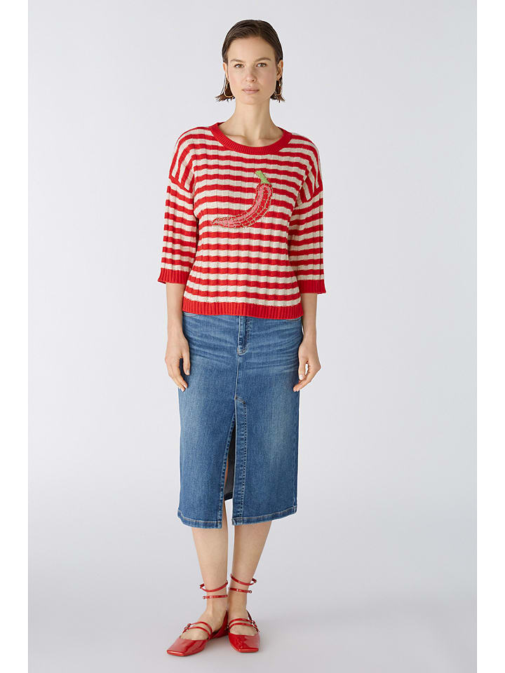 Oui Sweter w kolorze czerwono-kremowym rozmiar: 34