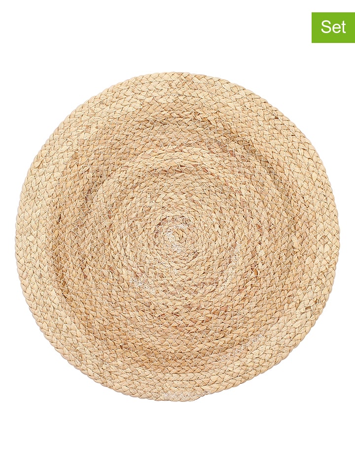 Podkładki stołowe (6 szt.) "Tongo" w kolorze beżowym - Ø 38 cm