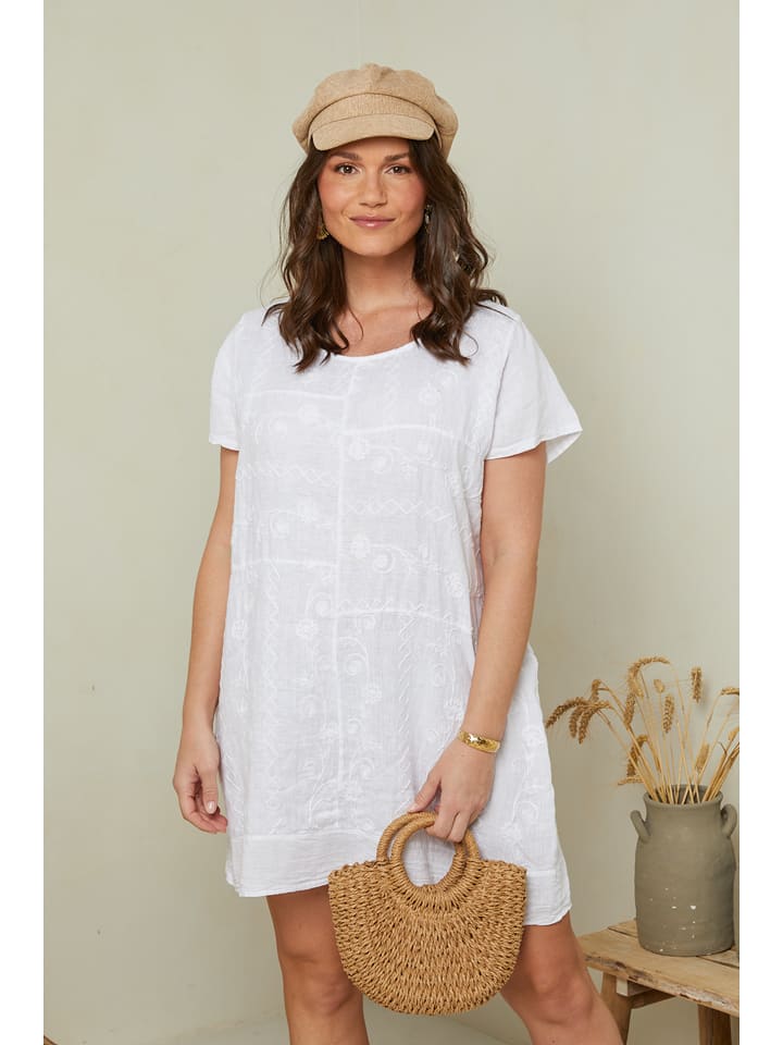 Curvy Lady Lniana sukienka w kolorze białym rozmiar: 40/42