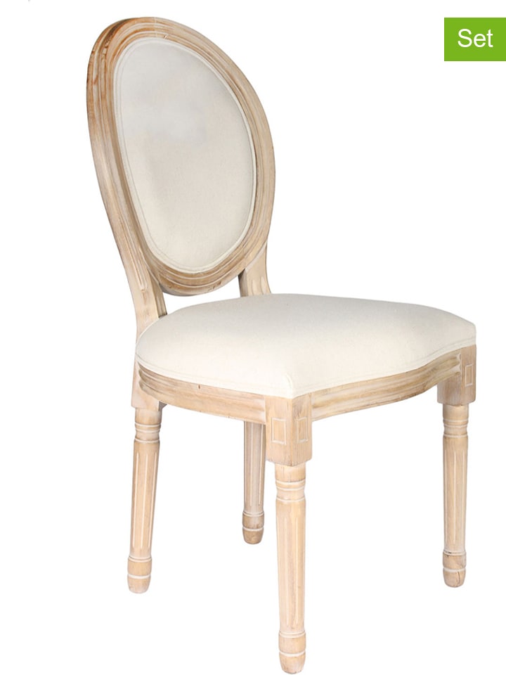 Krzesła (2 szt.) "Eleonor" w kolorze beżowym - 48 x 96 x 46 cm