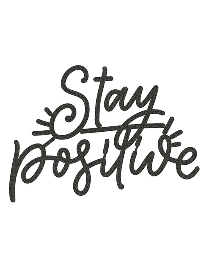 hippodino Dekoracja ścienna "Stay Positive" w kolorze czarnym - 40 x 29 x 1,5 cm rozmiar: onesize
