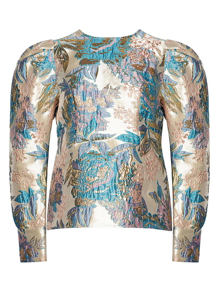 Bluzka "Aya Liss" w kolorze beżowo-turkusowym