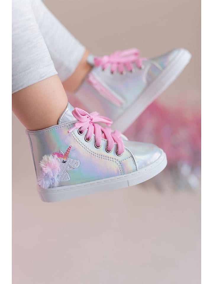 First Step Sneakersy "Unicorn" w kolorze srebrnym ze wzorem rozmiar: 22